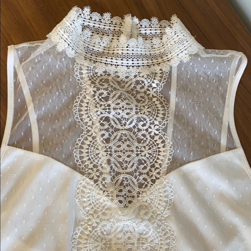 Express sleeveless high neck lace top